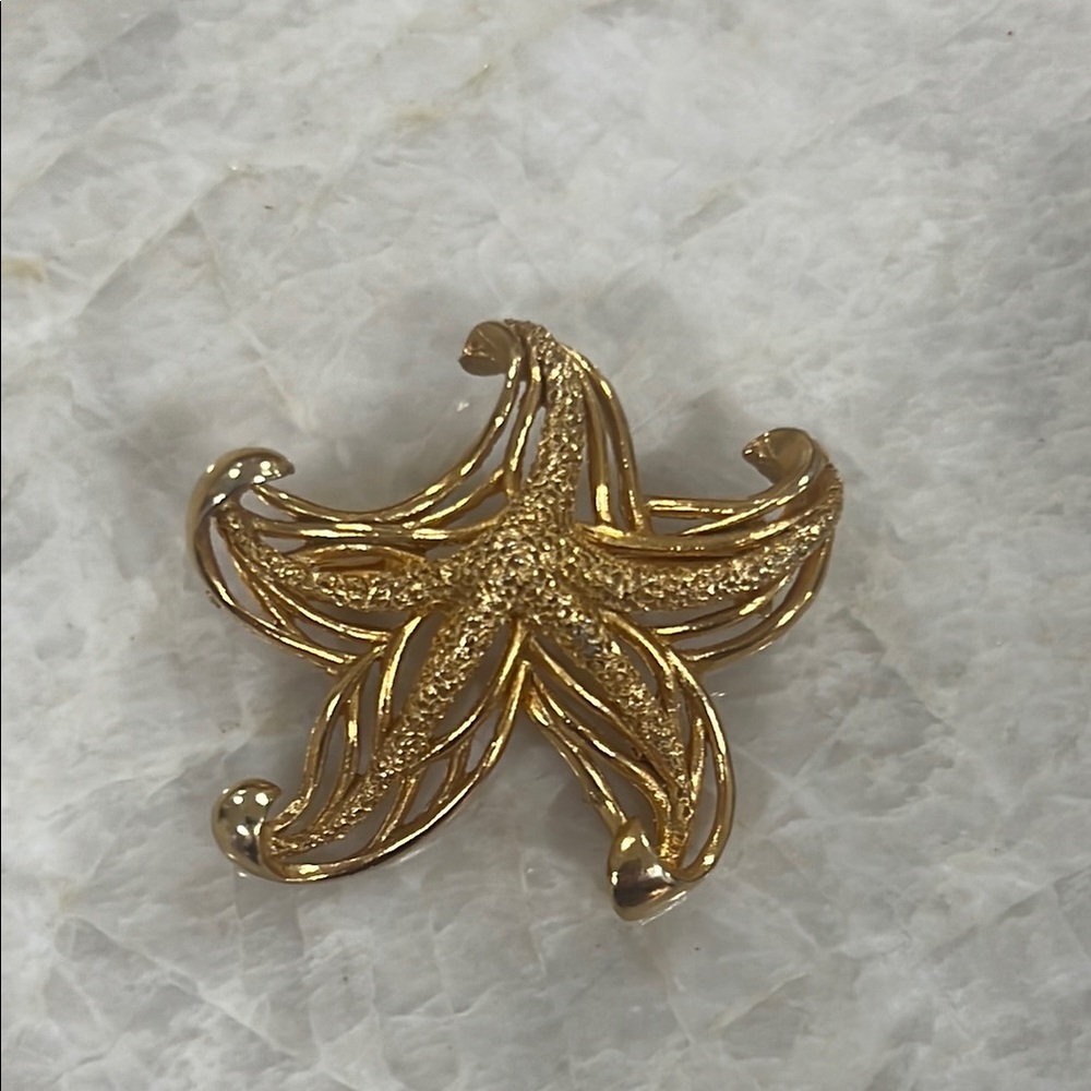 Gold Starfish Brooch signed ROMA